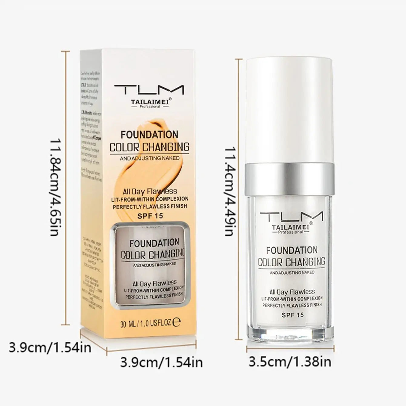 Base de maquillaje líquida LuxuryGlow Warm Change: resistente al agua, con control de grasa y protección FPS