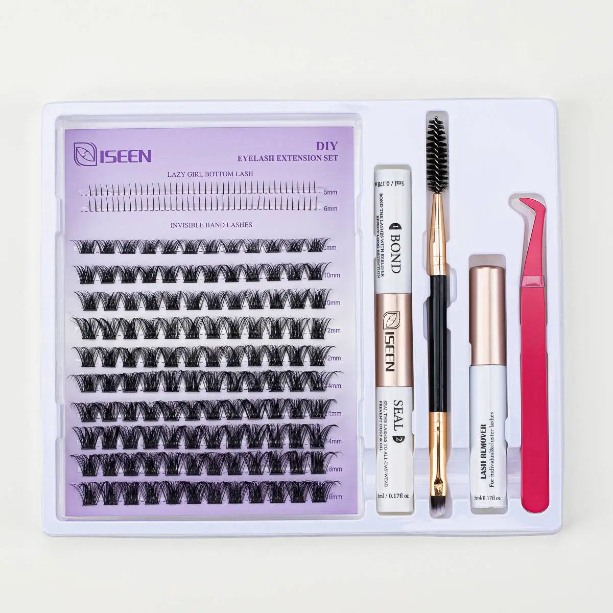 ISEEN DIY Lash Extension Kit – Mixed Lash Clusters with Bond, Remover & Tools