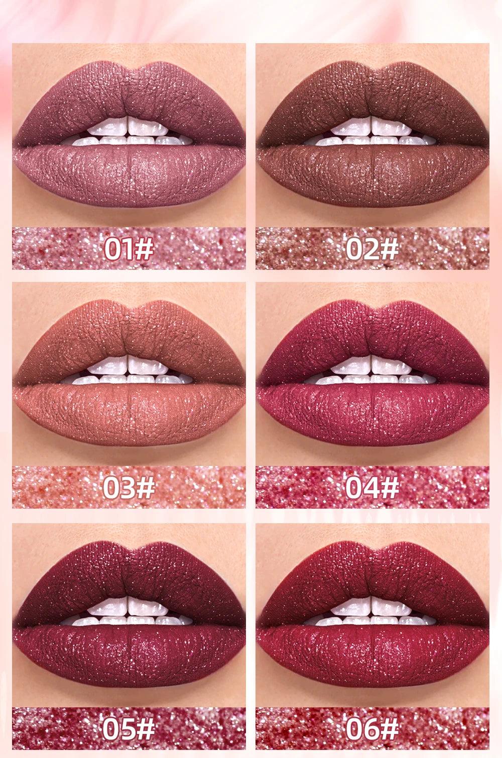 Brillo de labios con brillo de diamante QIBEST: resistente al agua, duradero y brillante.