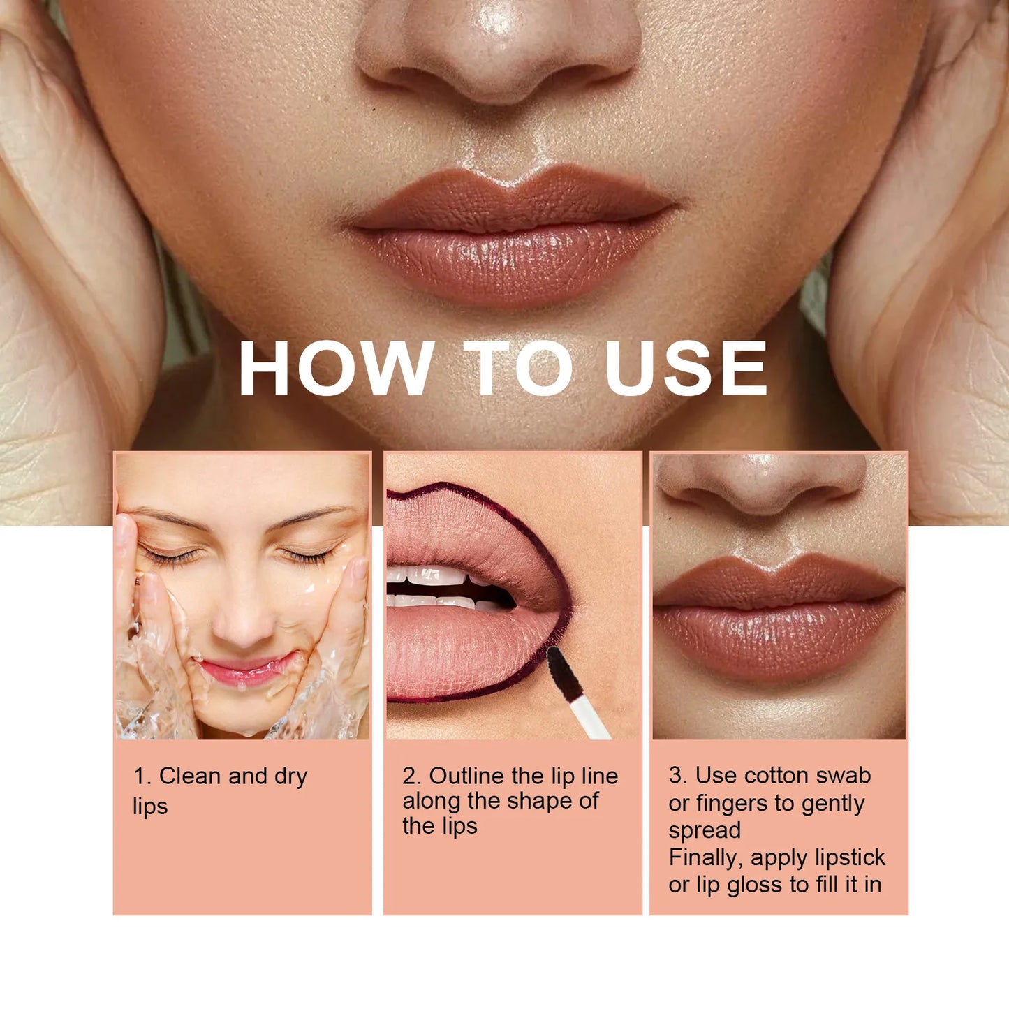 Delineador de labios despegable EELHOE: resistente al agua y duradero, con efecto tatuaje.