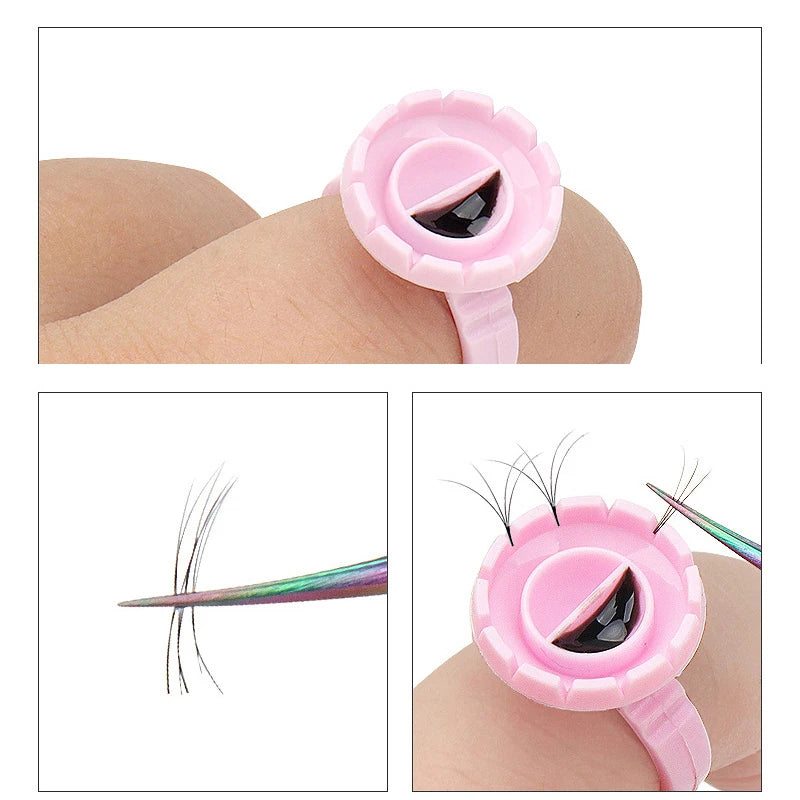 RPXBGUCKARHG 50/100PCS Disposable Eyelash Glue Ring Holders | Lash Extension Tool
