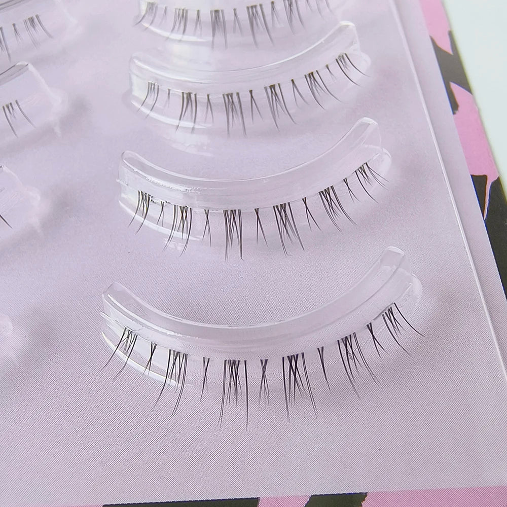 BLINKWAVE 5 Pairs Clear Band Lower False Eyelashes – Natural Manga Bottom Lashes