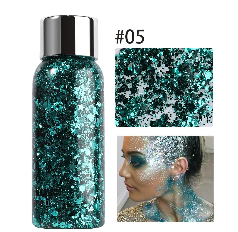 MAXFINE Full Body Glitter Gel – Long-Lasting Eye, Hair & Body Sparkle
