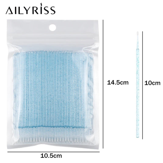 AILYRISS 100PCS Disposable Micro Eyelash Brushes – Precision Applicators for Lash Extensions & Removal