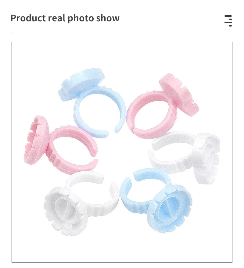 RPXBGUCKARHG 50/100PCS Disposable Eyelash Glue Ring Holders | Lash Extension Tool