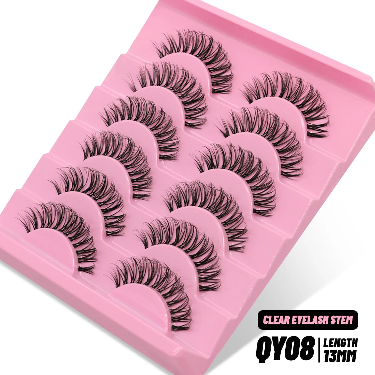 GROINNEYA Cat Eye Wispy Lashes – 5/6 Pairs Clear Band Natural 6D Eyelash Extensions
