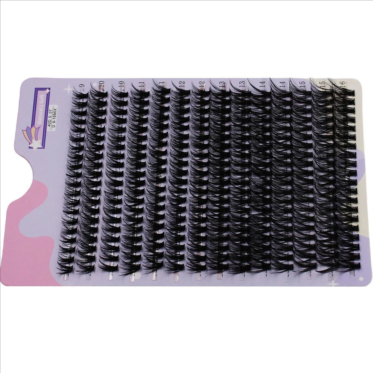 رموش JPNPL MJ 40D Cluster Lashes، 14 صفًا، 280 قطعة، مزيج من 9 إلى 16 مم، كثافة طبيعية