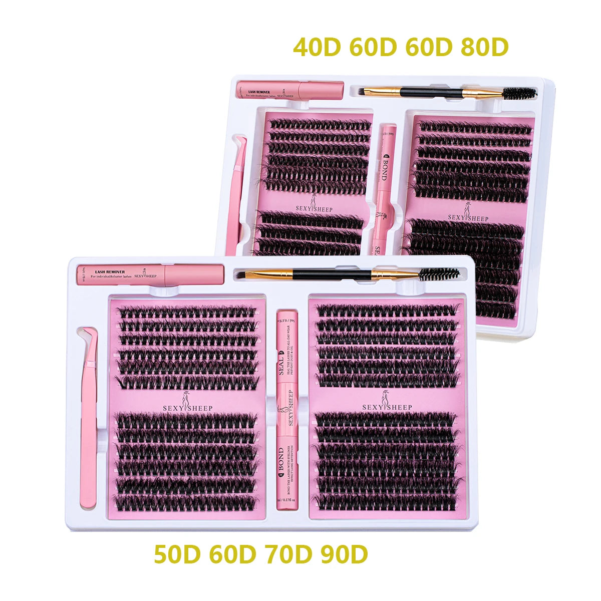 SEXYSHEEP DIY Eyelash Extension Kit with Glue, Remover, Lash Brush & Tweezers – Natural Cluster Lashes for Salon-Style Look at Home