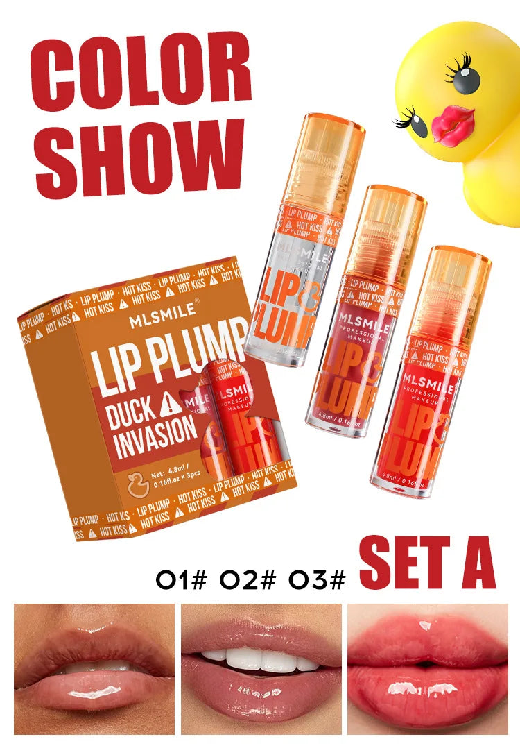 MLSMILE Set de 3 aceites labiales hidratantes con fragancia frutal: hidratantes y brillantes