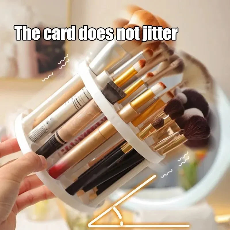 Organizador de brochas de maquillaje y cosméticos de acrílico LuxuryGlow: soporte y organizador de pintalabios para tocador (28 × 23 cm)