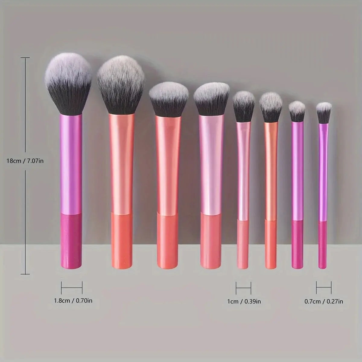 LuxuryGlow 8Pcs Candy Color Professional Makeup Brush Set — Soft, Fluffy, All-in-One Blending Kit