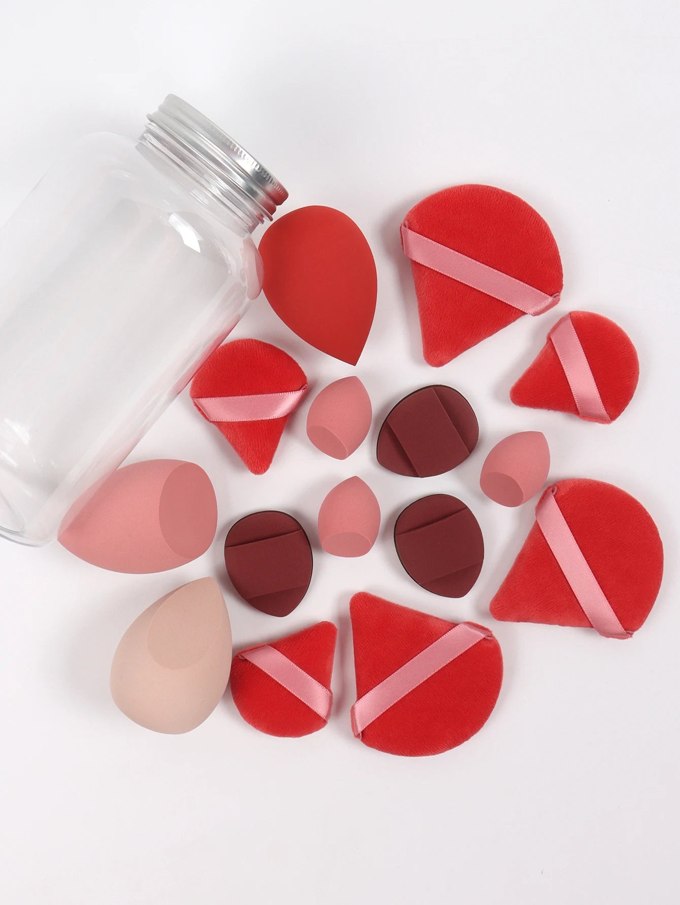 LuxuryGlow All-in-One Makeup Puff Set – 15 Pcs Assorted Beauty Blenders & Powder Puffs