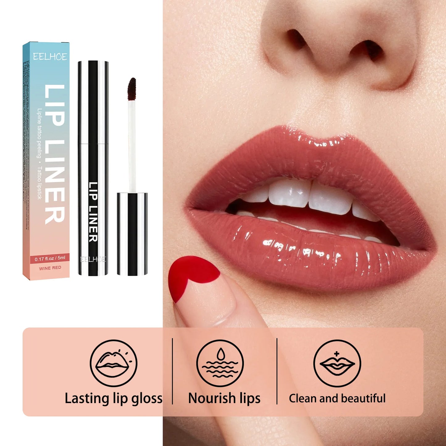 Delineador de labios despegable EELHOE: resistente al agua y duradero, con efecto tatuaje.