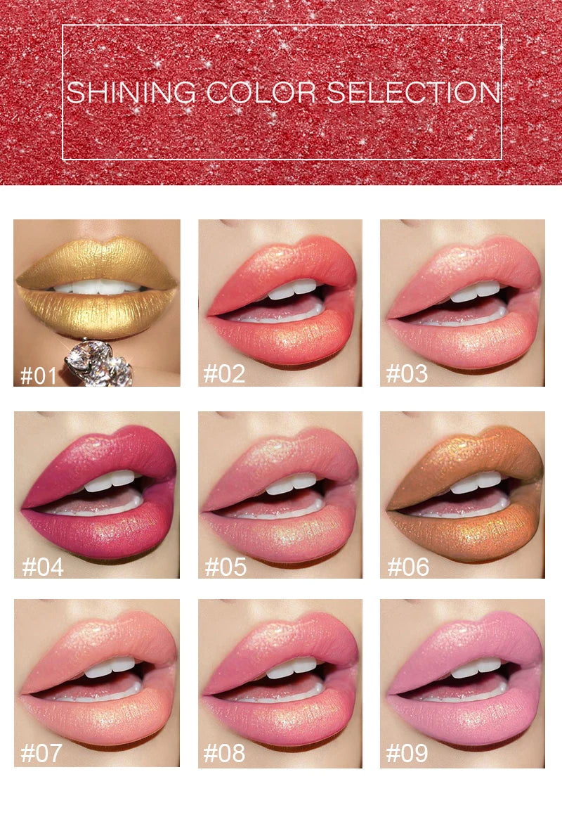 Lápiz labial hidratante Handaiyan Pearl: 9 colores, brillo duradero