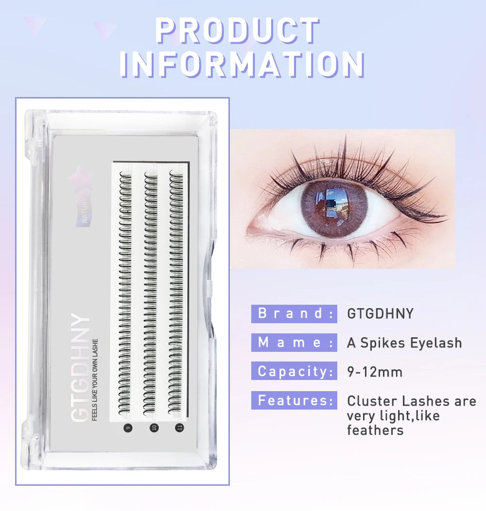 رموش ميدي لاشز DIY A/M Shape Spikes - رموش صناعية طبيعية ثلاثية الأبعاد مثبتة بالحرارة