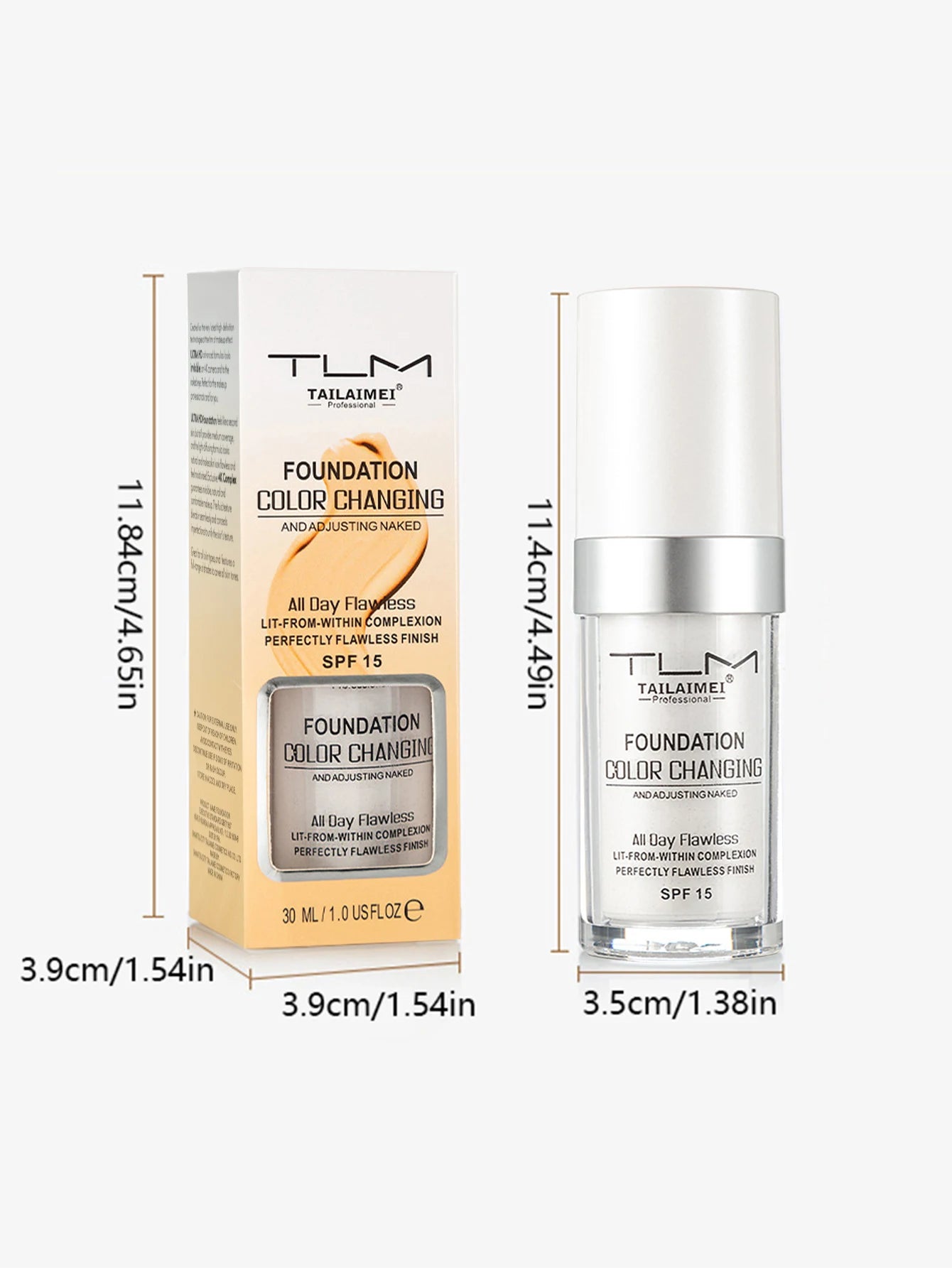 Base de maquillaje líquida LuxuryGlow Warm Change: resistente al agua, con control de grasa y protección FPS