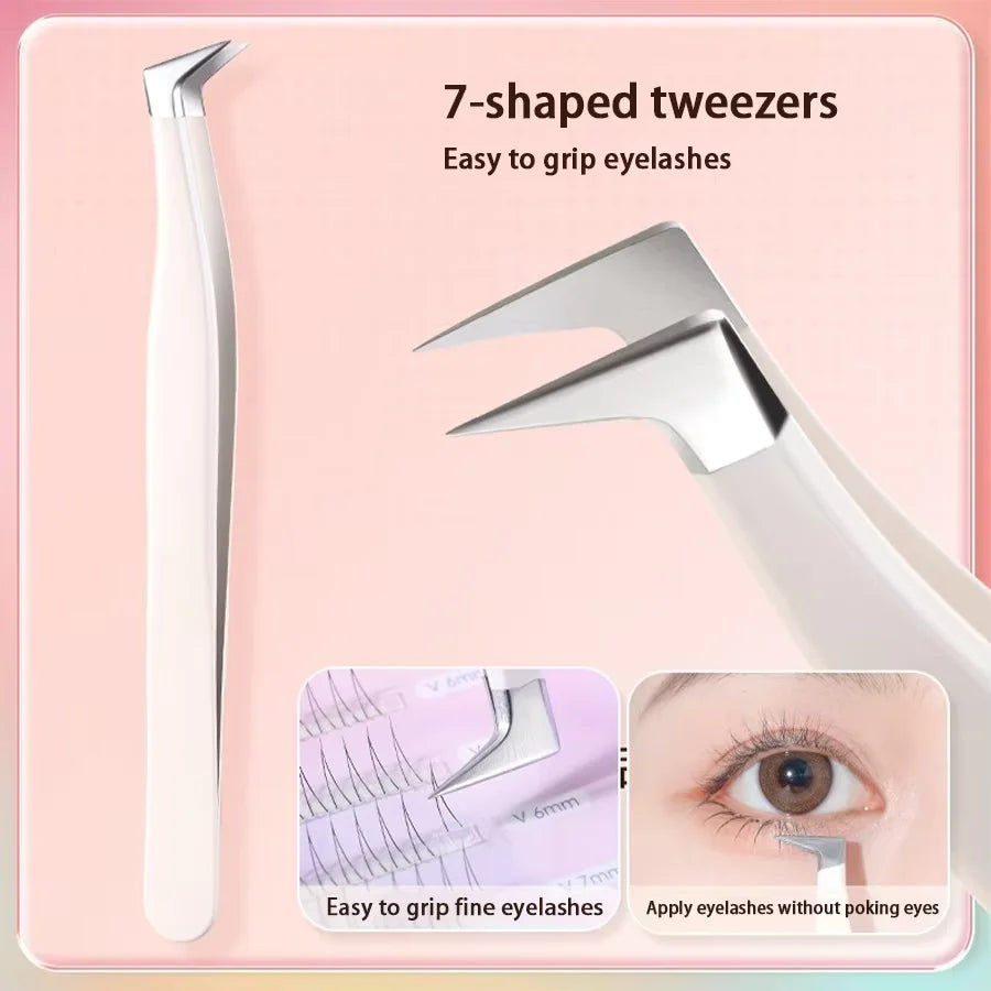 LuxuryGlow Stainless Steel Curved Tip Eyelash Tweezers – Precision Lash & Brow Tool