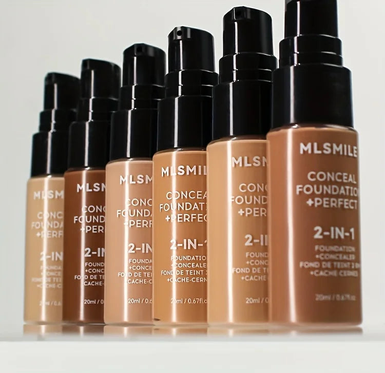 Base de maquillaje líquida y corrector 2 en 1 MLSMILE: cobertura total, resistente al agua, hidratante