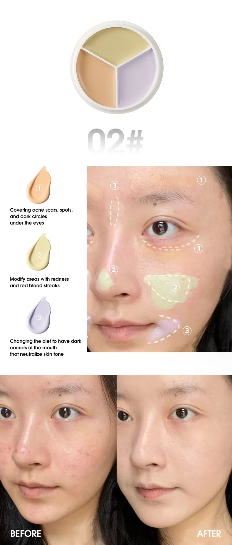 LuxuryGlow 3-in-1 Color Correcting Concealer Stick | Covers Acne, Dark Circles, Blemishes