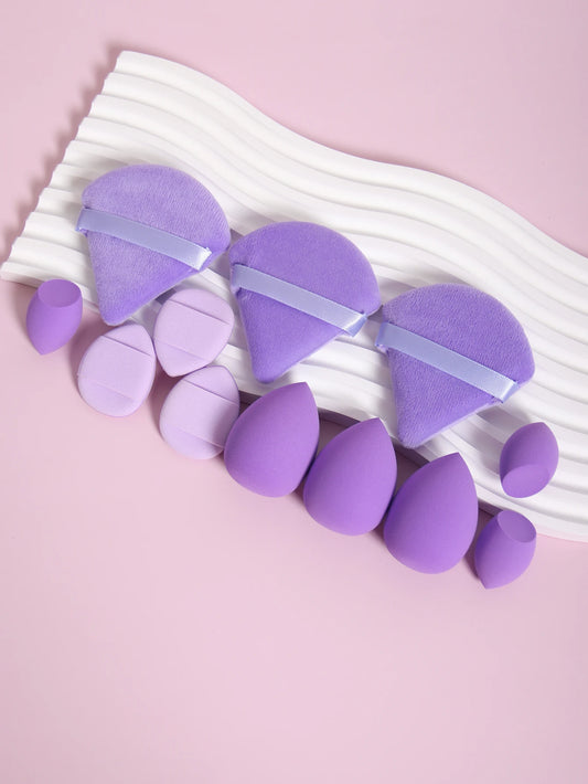 LuxuryGlow 12-Piece Versatile Makeup Sponge & Puff Set – For Flawless Application