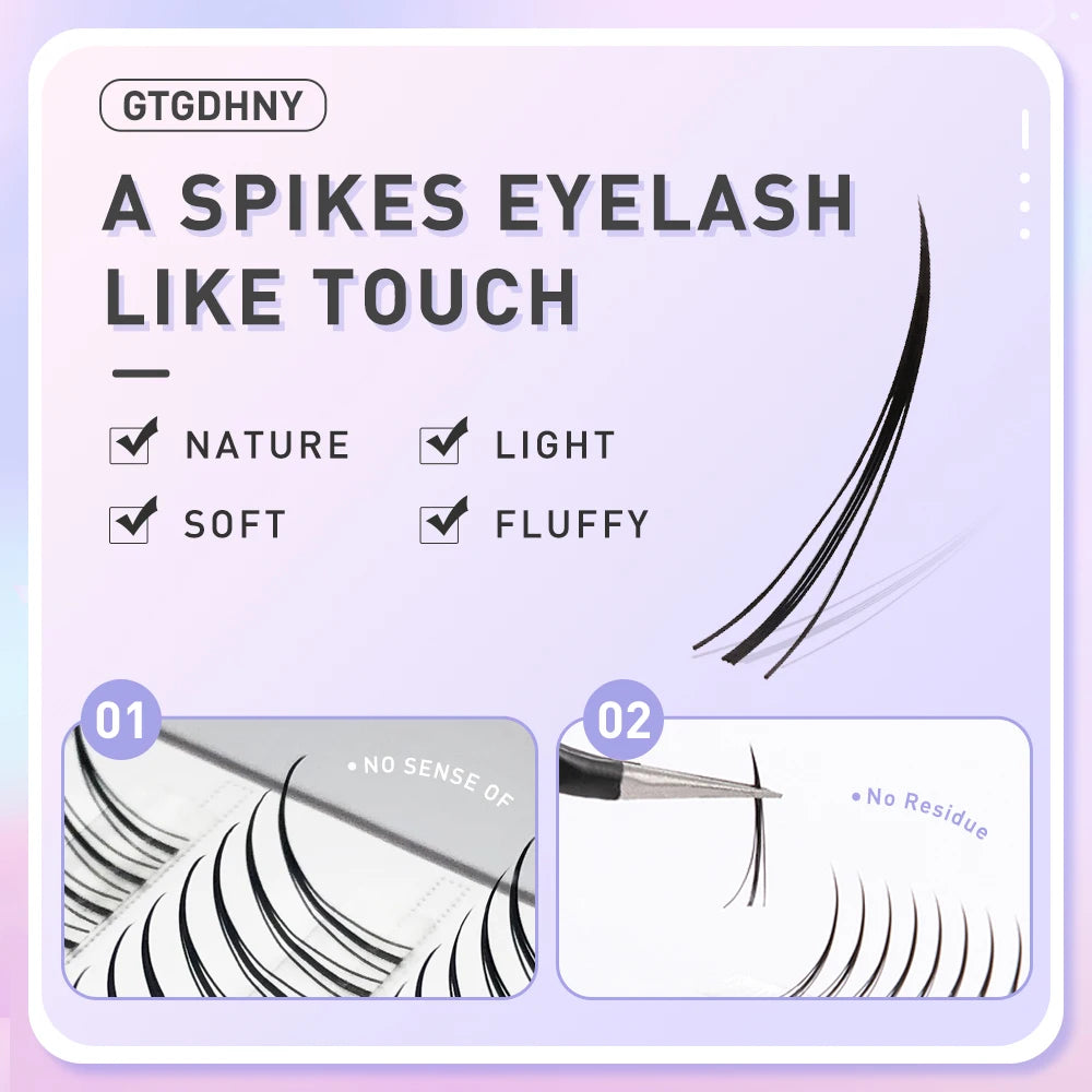 رموش ميدي لاشز DIY A/M Shape Spikes - رموش صناعية طبيعية ثلاثية الأبعاد مثبتة بالحرارة