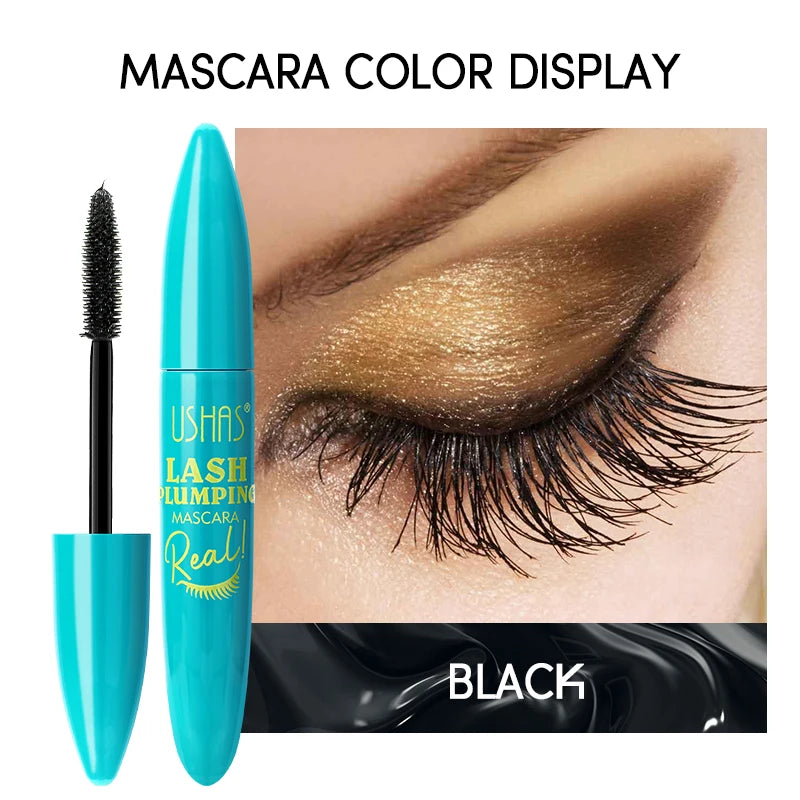 USHAS 4D Ultra Long Lasting Waterproof Mascara – Fiber Lash Extension with 360° Spiral Brush