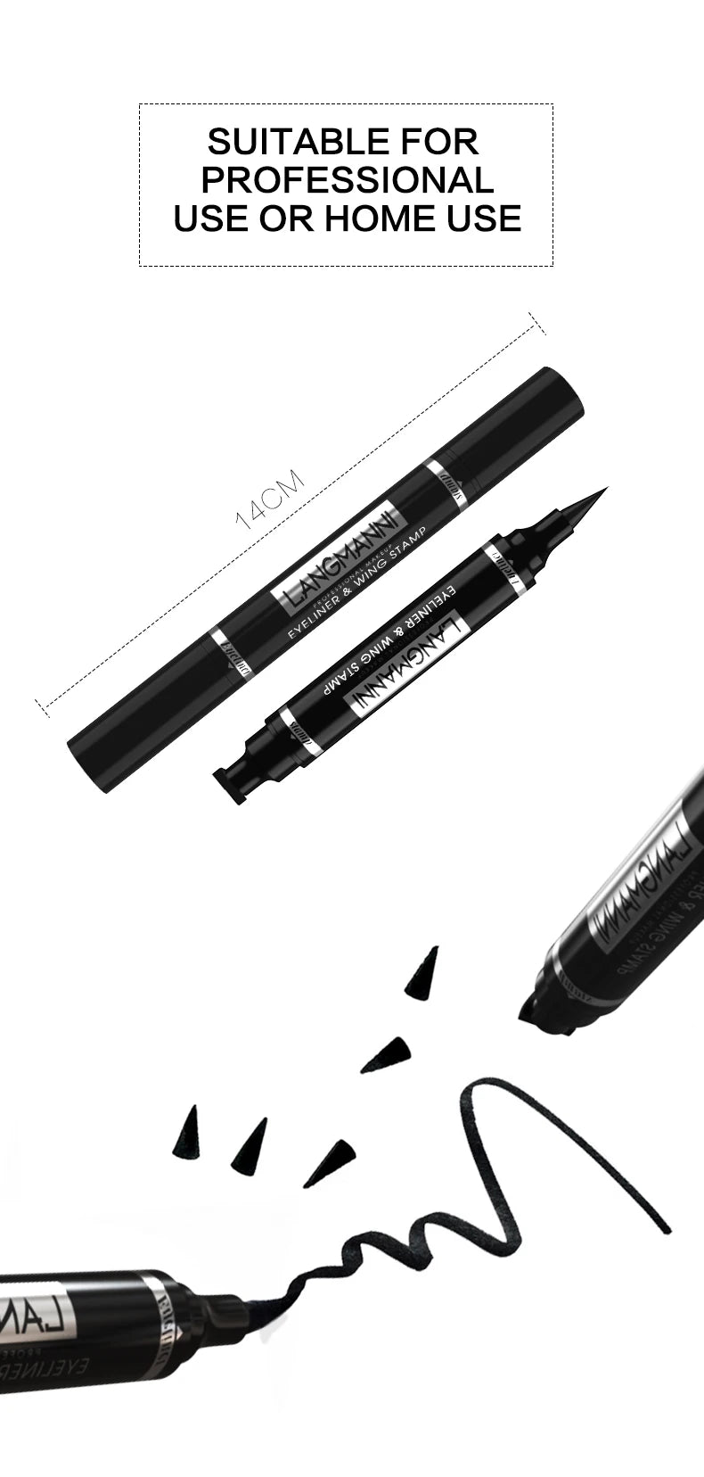 Langmanni 2-in-1 Waterproof Eyeliner Pen with Stamp – Long-Lasting & Smudge-Proof