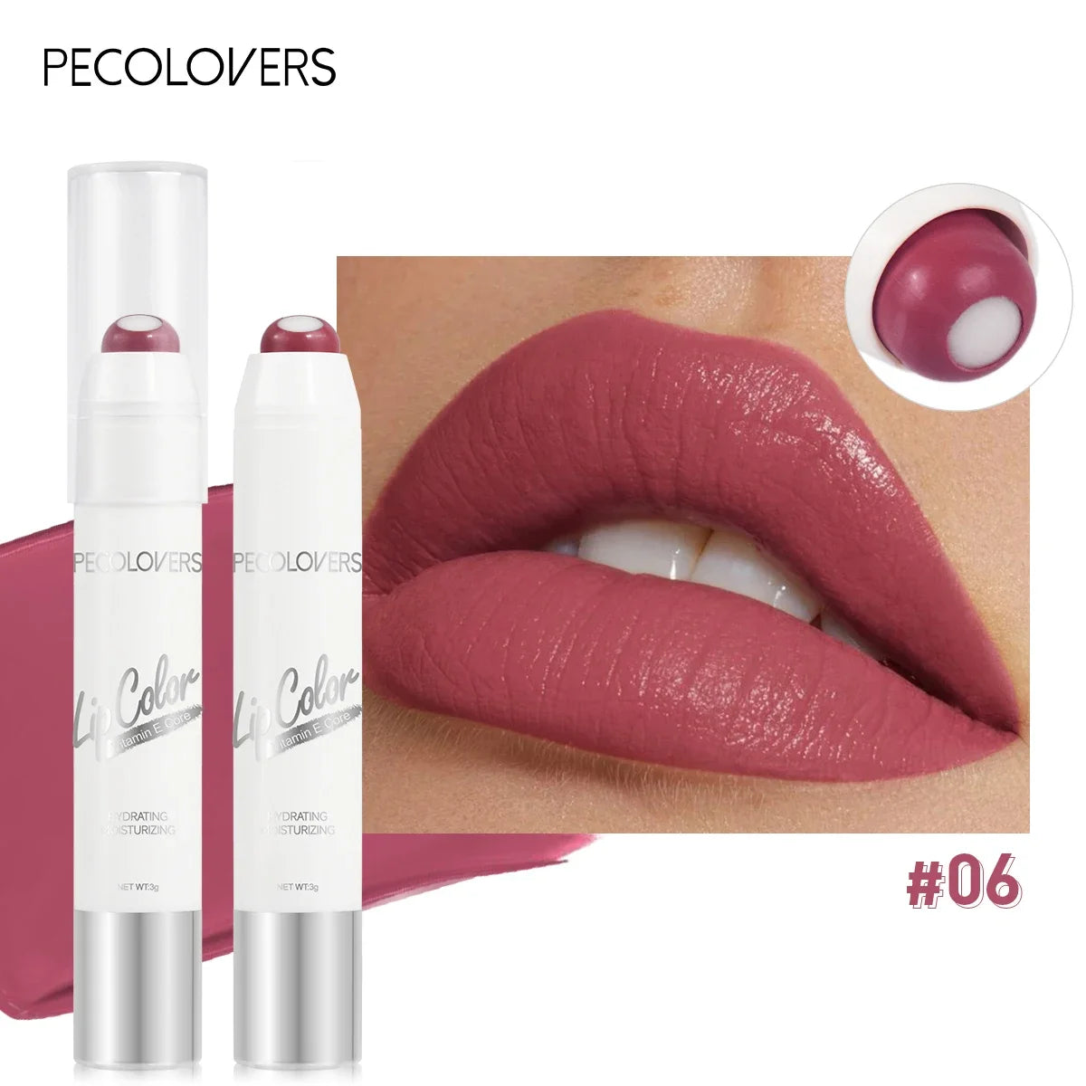 Lápiz labial mate LuxuryGlow 2 en 1 color nude y rojo: hidratante, resistente al agua y de larga duración.