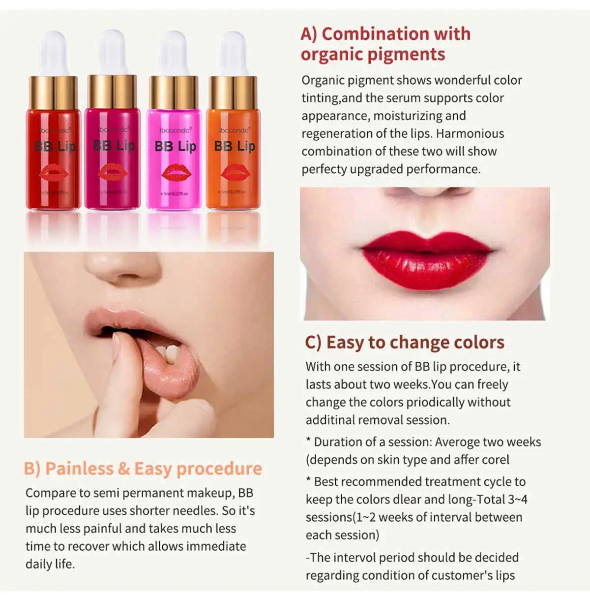 ibcccndc BB Lips Ampoule Serum Starter Kit – Semi-Permanent Gloss & Lip Tint Set (10pcs)