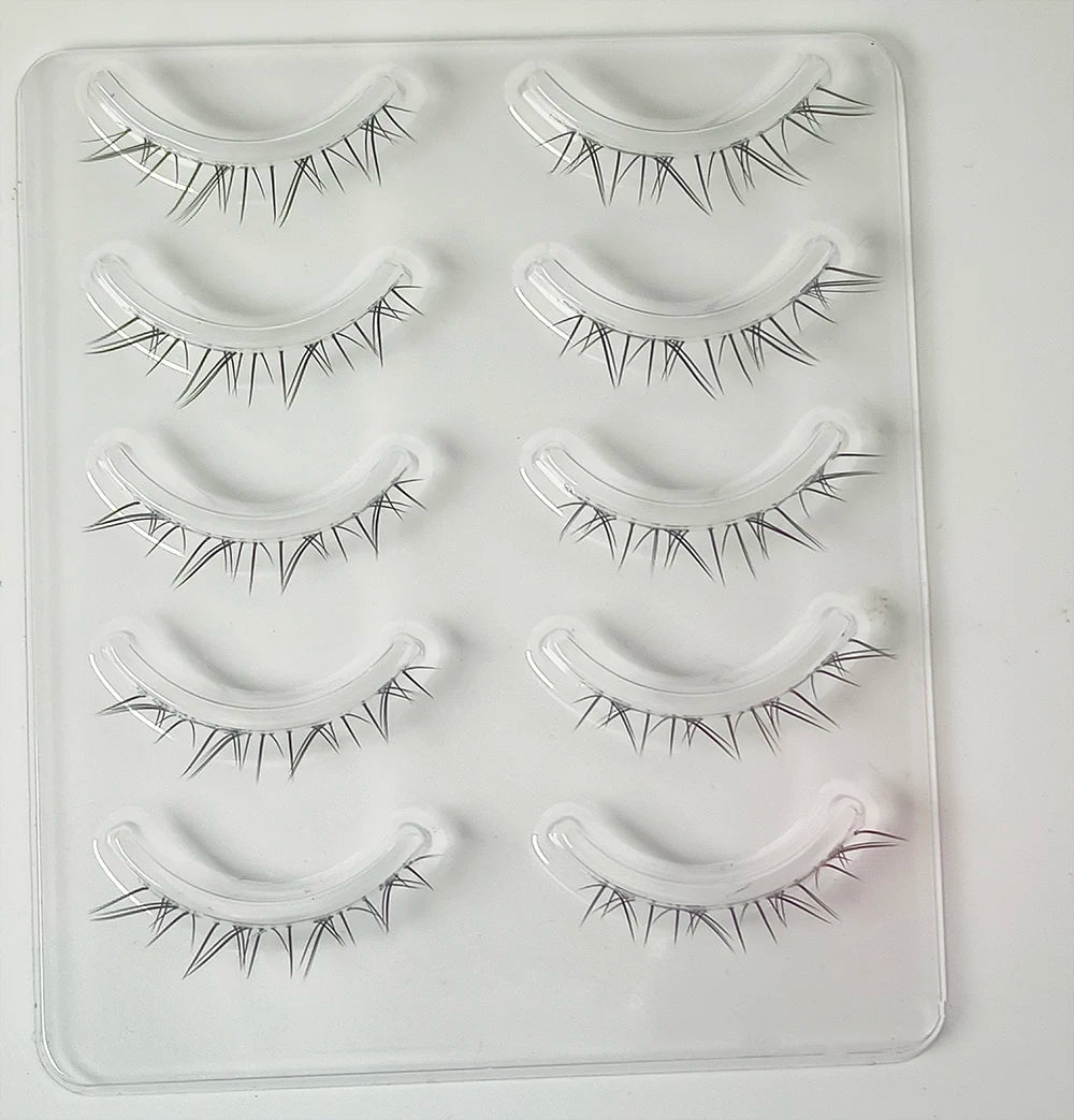 BLINKWAVE 5 Pairs Clear Band Lower False Eyelashes – Natural Manga Bottom Lashes