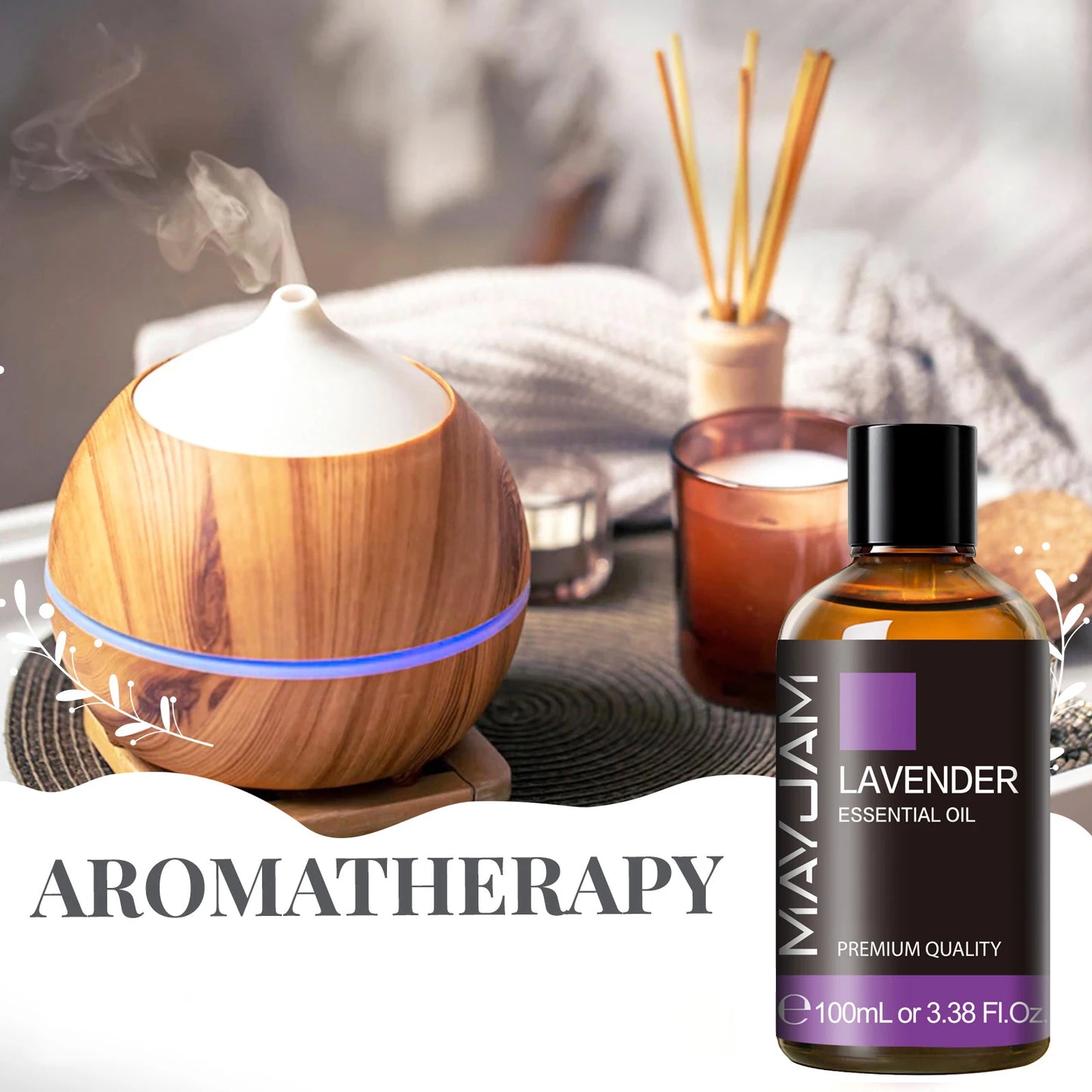 زيت مايجام العطري النقي - ١٠٠ مل - زيت عطري للاستخدام مع أجهزة الترطيب والتوزيع (اللافندر، النعناع، الورد، الفانيليا، البرغموت)