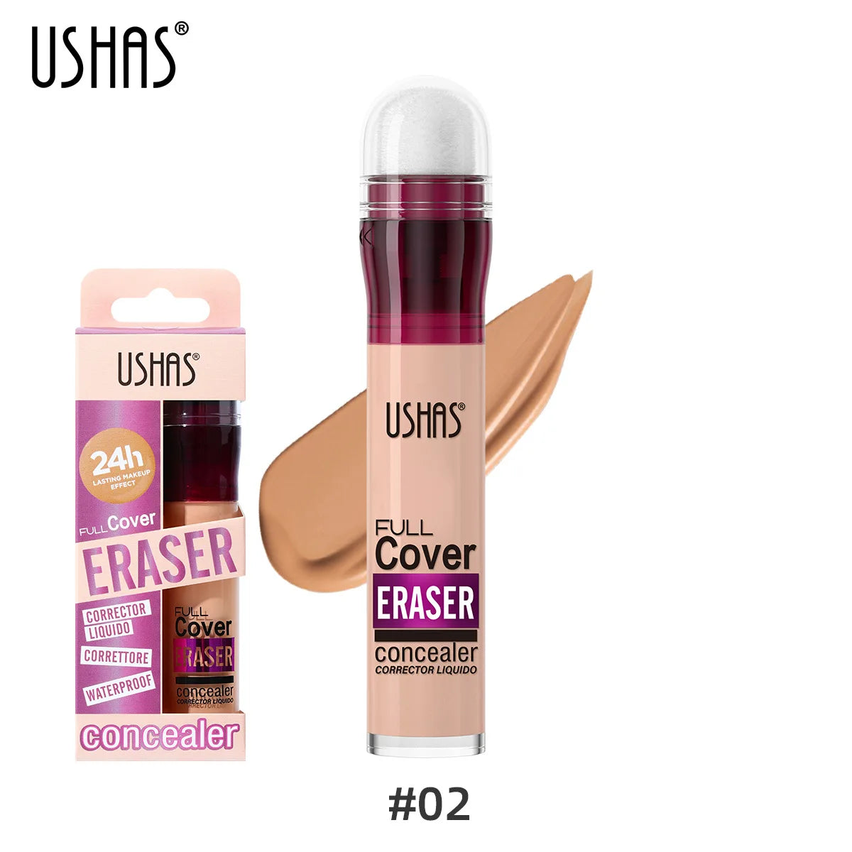 Corrector USHAS resistente al agua con punta de esponja: 12 tonos, look sin maquillaje