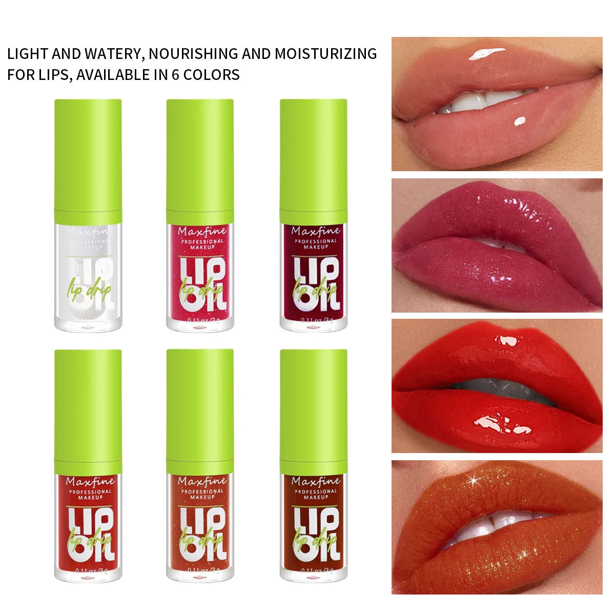 Brillo de labios resistente al agua MAXFINE: brillo hidratante, duradero y antiadherente.