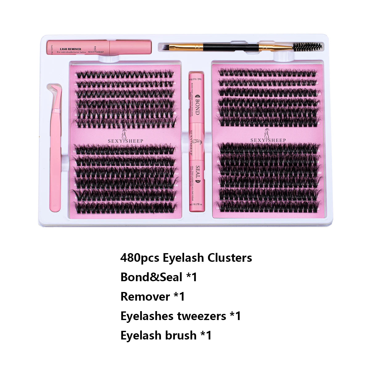 SEXYSHEEP DIY Eyelash Extension Kit with Glue, Remover, Lash Brush & Tweezers – Natural Cluster Lashes for Salon-Style Look at Home