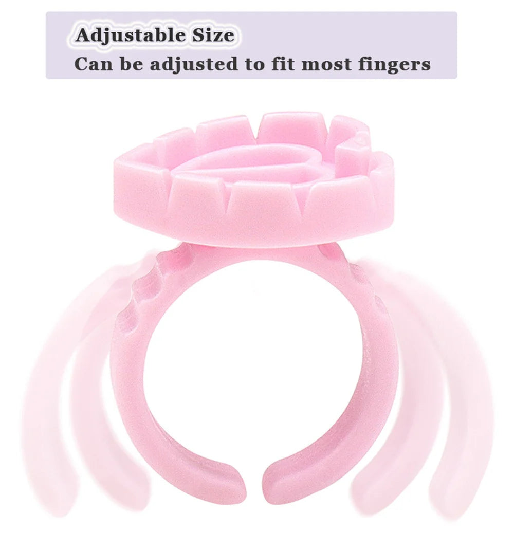 SMHZP 100Pcs Disposable Blooming Eyelash Glue Rings – Flower Cup Design for Lash Extension & Tattoo Pigment