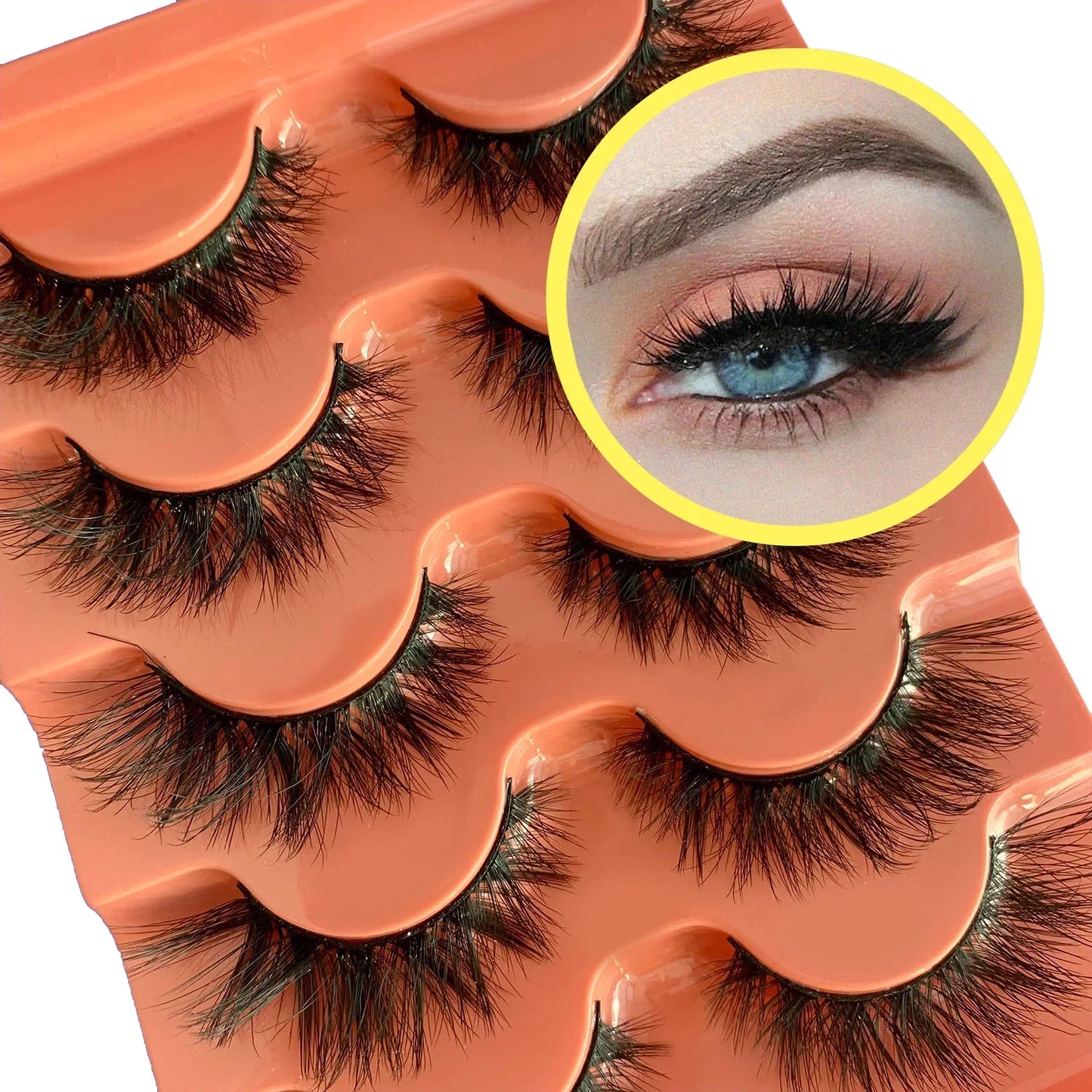 JUJU Dream - 5 pares de pestañas postizas de visón sintético esponjosas: pestañas postizas de ojo de gato naturales, espectaculares y reutilizables