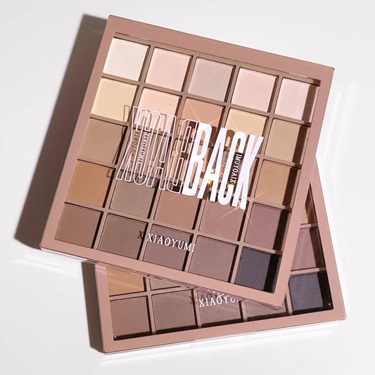 LuxuryGlow 25-Color Nude & Brown Eyeshadow Palette – Matte, Shimmer, Waterproof