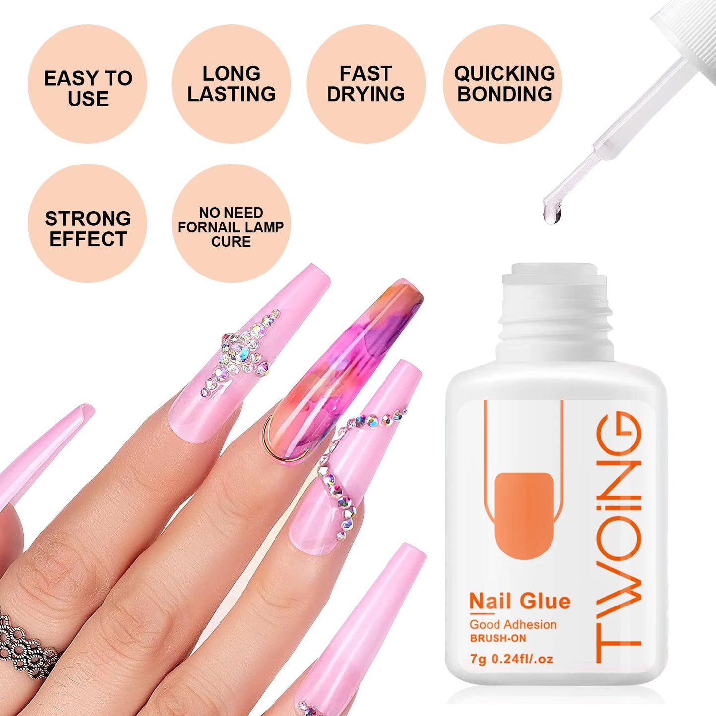 TWOING 7g Super Strong Nail Glue – Long-Lasting Adhesive for Press-On & Acrylic Nails