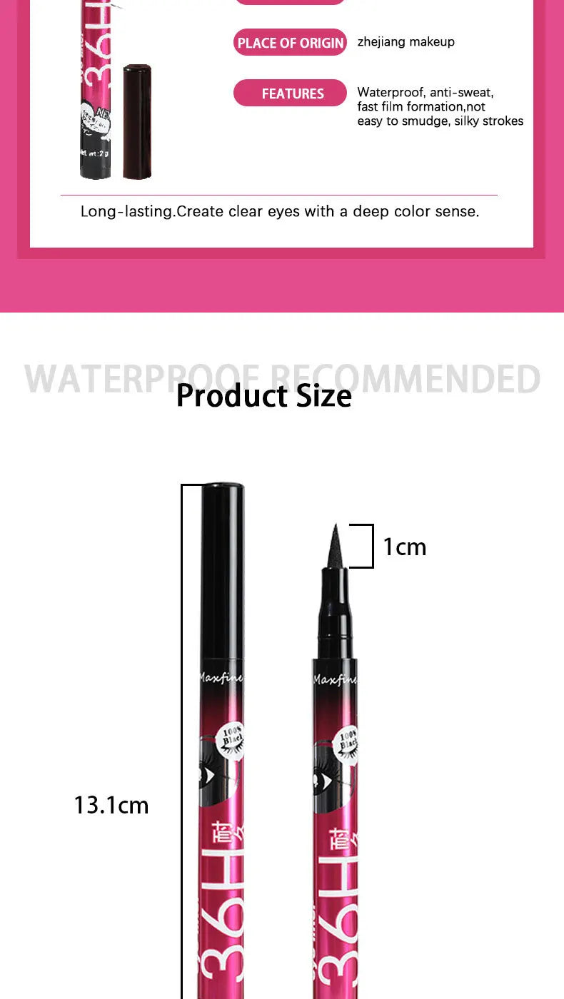 MAXFINE Waterproof Liquid Eyeliner – Long Lasting, Smudge-Proof & Quick Dry Formula