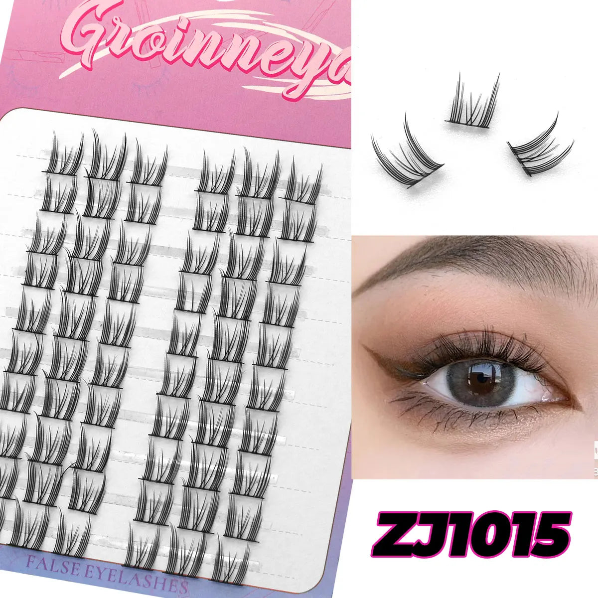 GROINNEYA Cluster Lashes – Natural Volume DIY Eyelash Extensions Mixed Tray