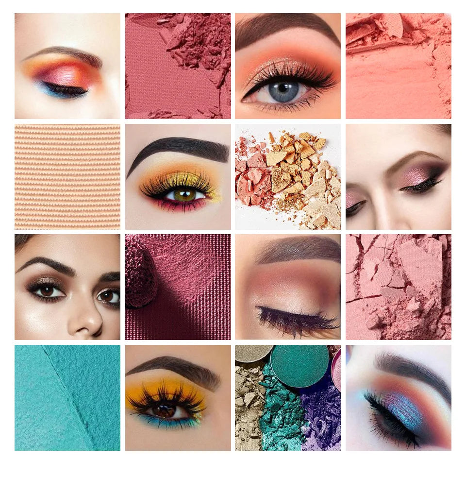 Paleta de sombras de ojos LuxuryGlow de 40 colores en tonos tierra: tonos mate y brillantes, resistentes al agua y duraderos.