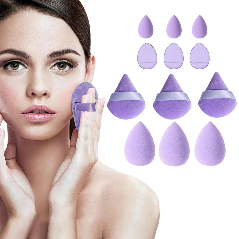LuxuryGlow - Juego de 12 mini borlas para polvos y herramientas de maquillaje: suaves esponjas de aire sin látex para polvos sueltos y base.