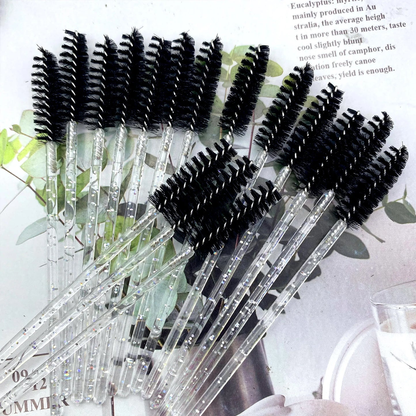 ZANSE 50PCS Eyelash Brush Wands – Crystal Diamond Handle Mascara Applicator Set