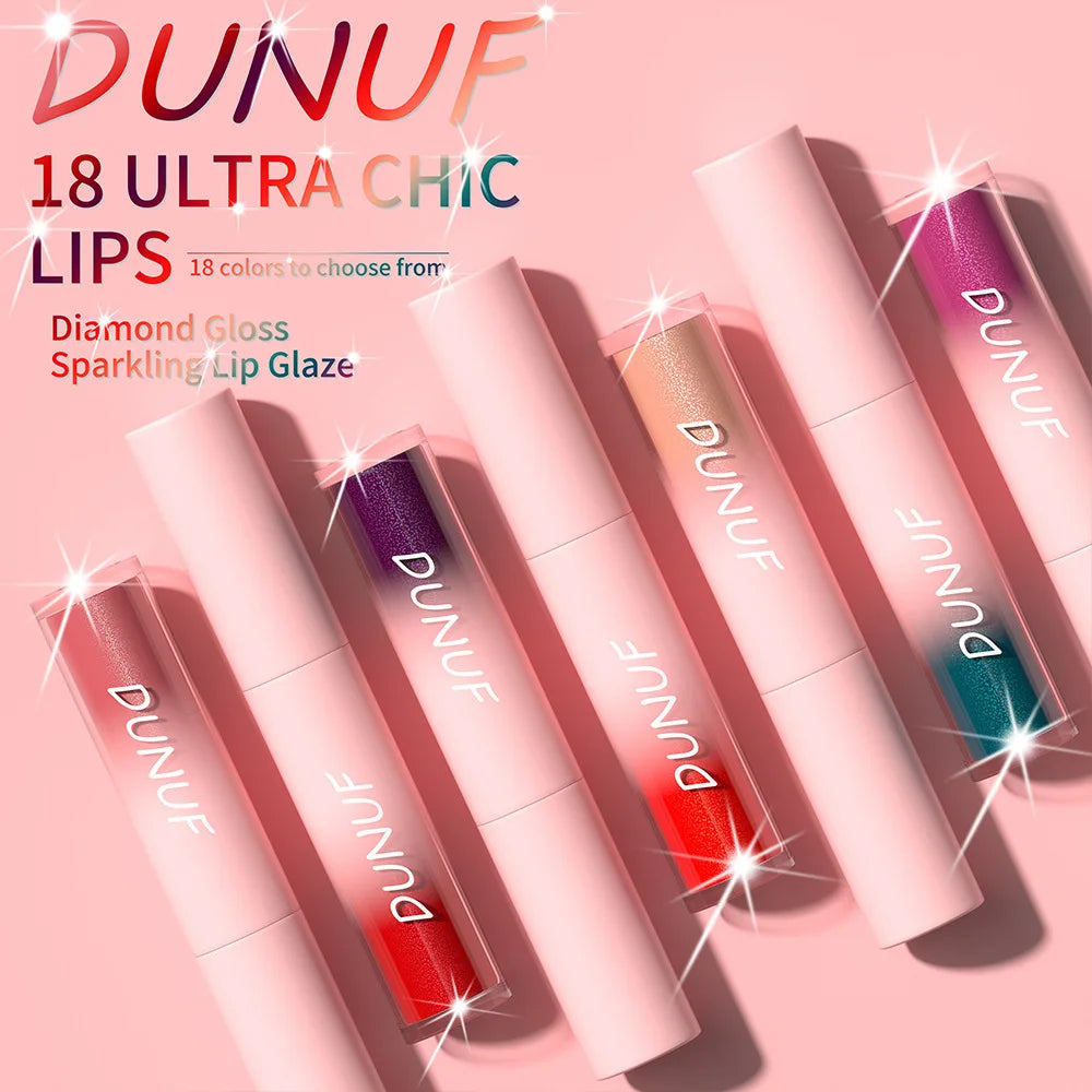 DUNUF Waterproof Pearlescent Lipstick – Long-Lasting Shimmer Lip Gloss for Daily & Stage Makeup