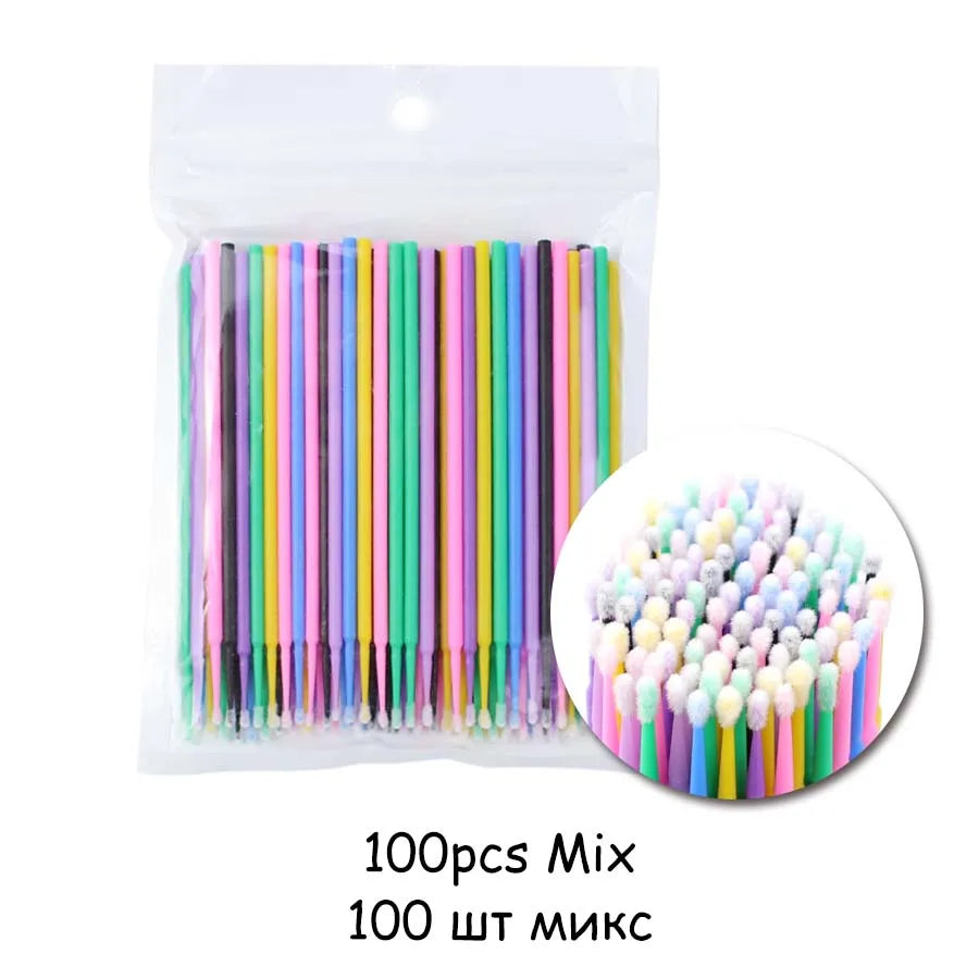AILYRISS 100PCS Disposable Micro Eyelash Brushes – Precision Applicators for Lash Extensions & Removal