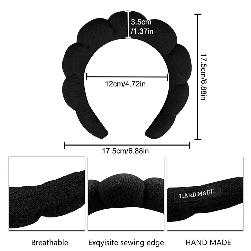 LuxuryGlow Soft Cloud Hair Band Set – 3pcs Fluffy Headbands for Makeup & Skincare