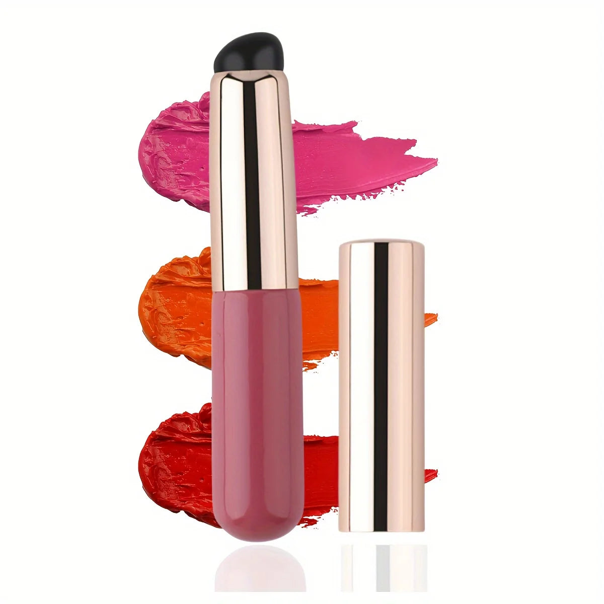 Pincel labial portátil de silicona LuxuryGlow con funda: miniaplicador para bálsamo y lápiz labial | Herramienta higiénica y fácil de transportar