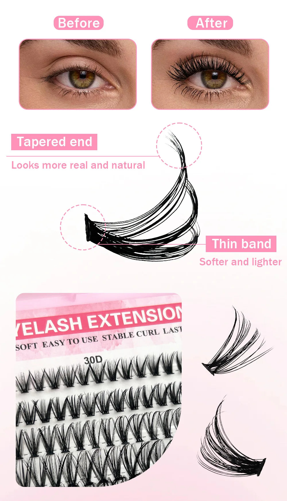 مجموعة رموش MIAOJIE D Curl من 640 قطعة - رموش صناعية فردية بطول 9-16 مم