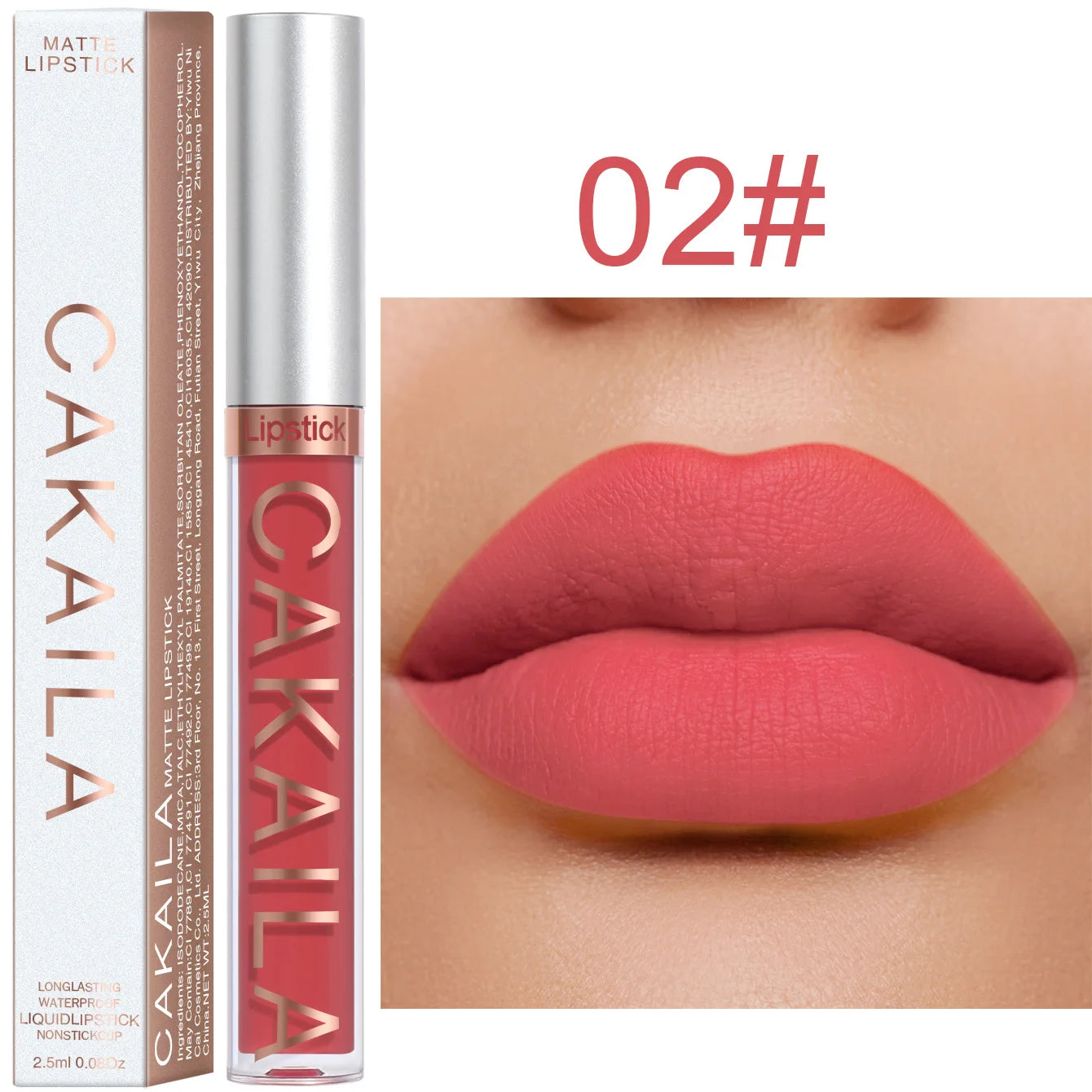 CAKAILA Waterproof Lipstick — Nude, Brown & Matte Red | 24-Hour Long-Lasting
