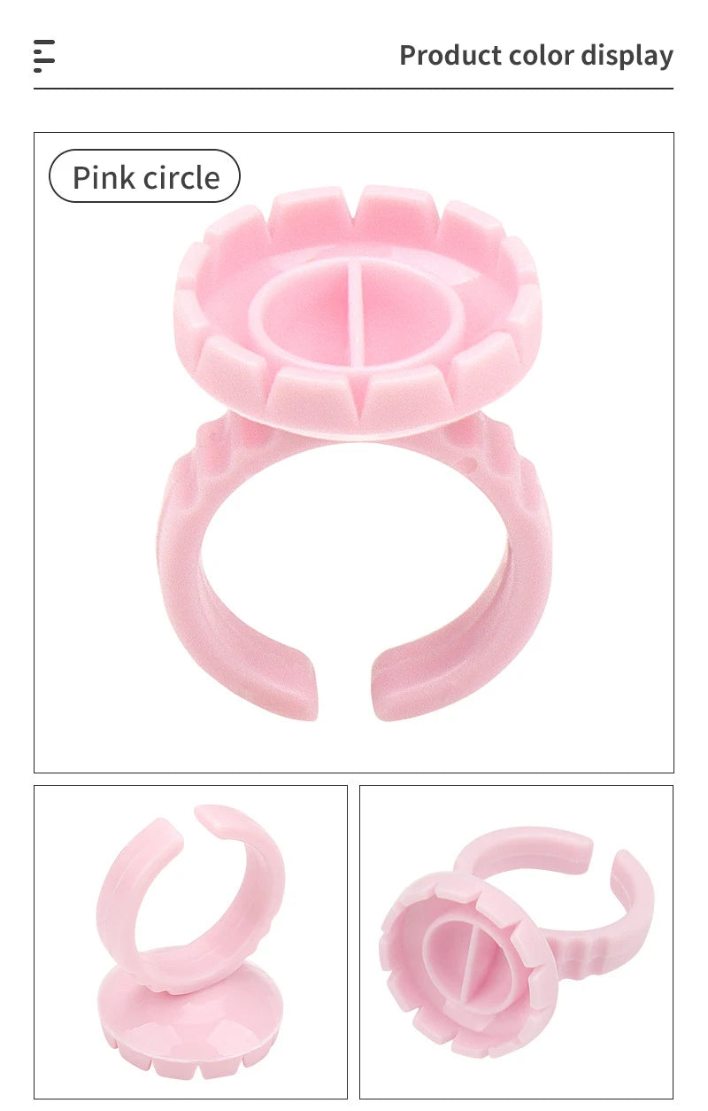 RPXBGUCKARHG 50/100PCS Disposable Eyelash Glue Ring Holders | Lash Extension Tool